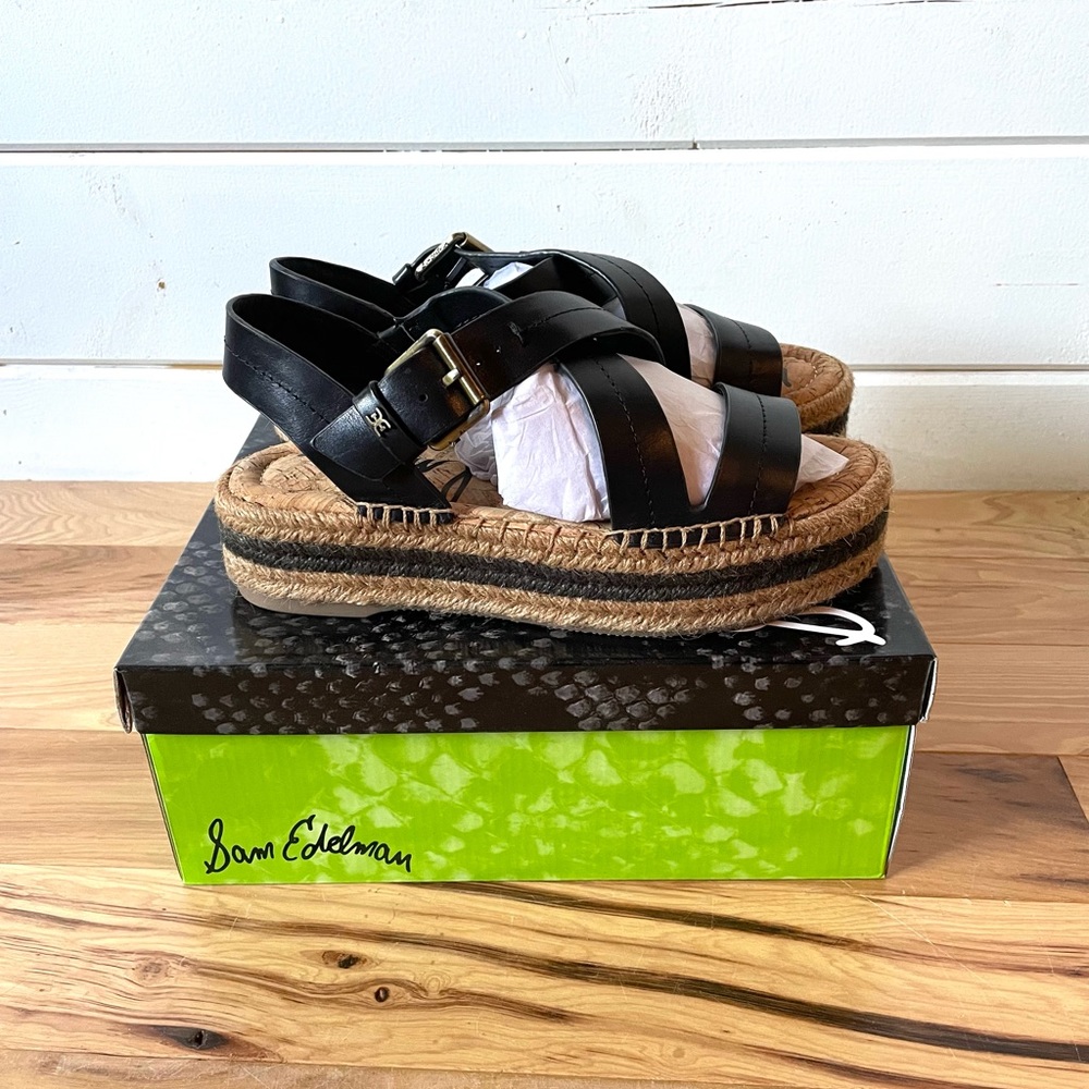 Sam Edelman Aisling Black Platform Sandal. Sz 7 NWT
